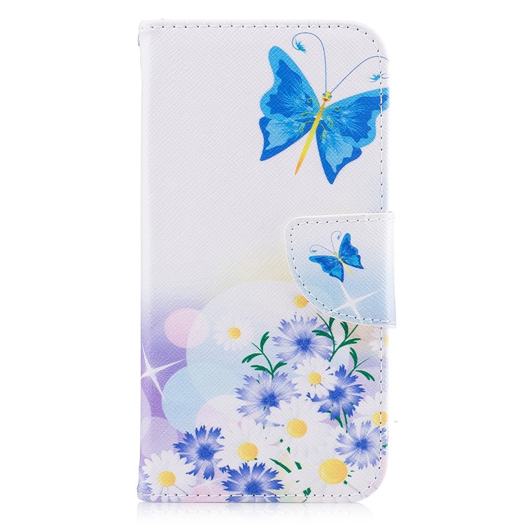 Copertina protettiva di cuoio del raccoglitore di stampa di modello per il iPhone X /10 5.8-pollice - turchino farfalla-2