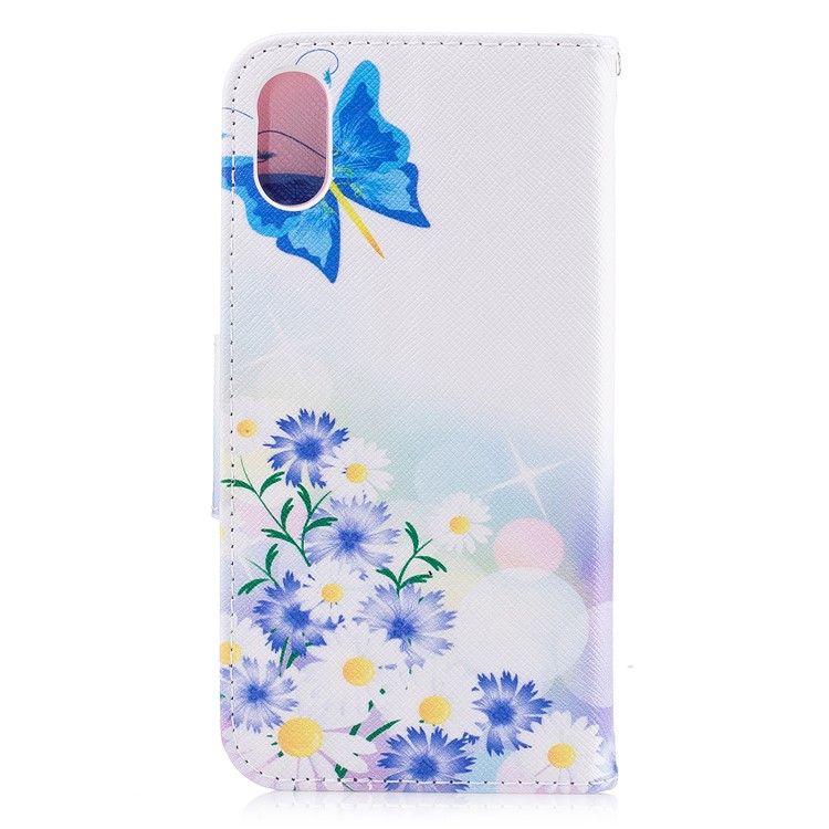 Copertina protettiva di cuoio del raccoglitore di stampa di modello per il iPhone X /10 5.8-pollice - turchino farfalla-3
