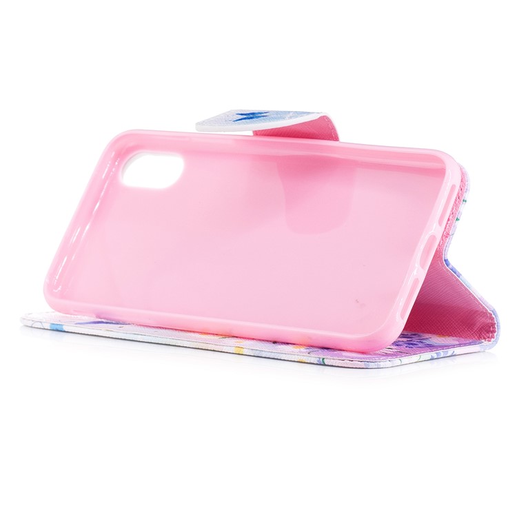 Copertina protettiva di cuoio del raccoglitore di stampa di modello per il iPhone X /10 5.8-pollice - turchino farfalla-5
