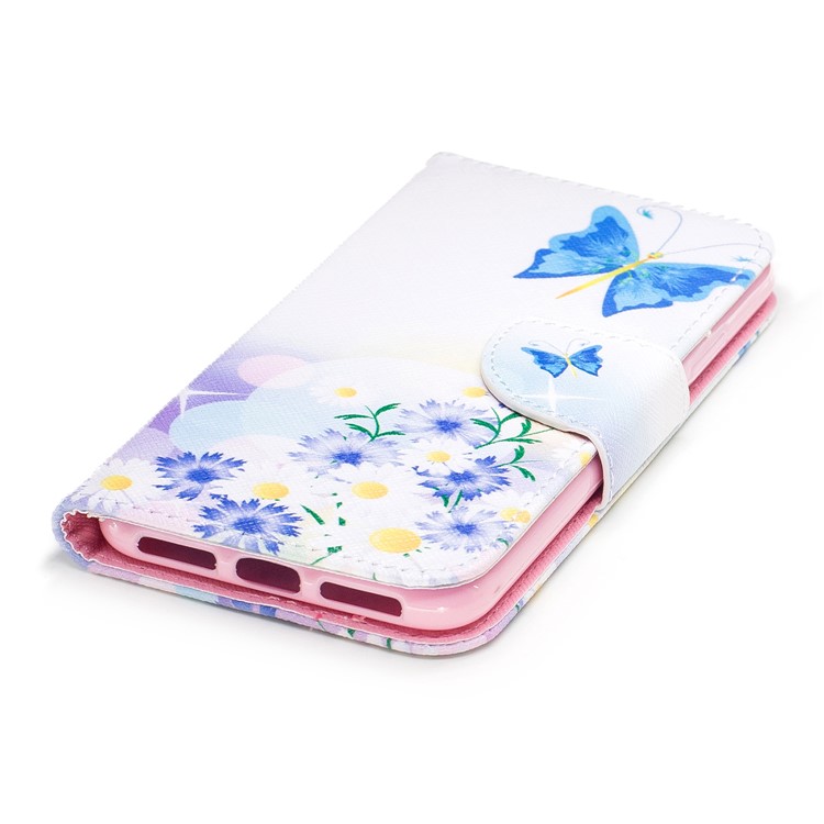 Copertina protettiva di cuoio del raccoglitore di stampa di modello per il iPhone X /10 5.8-pollice - turchino farfalla-6