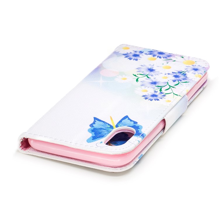 Copertina protettiva di cuoio del raccoglitore di stampa di modello per il iPhone X /10 5.8-pollice - turchino farfalla-7