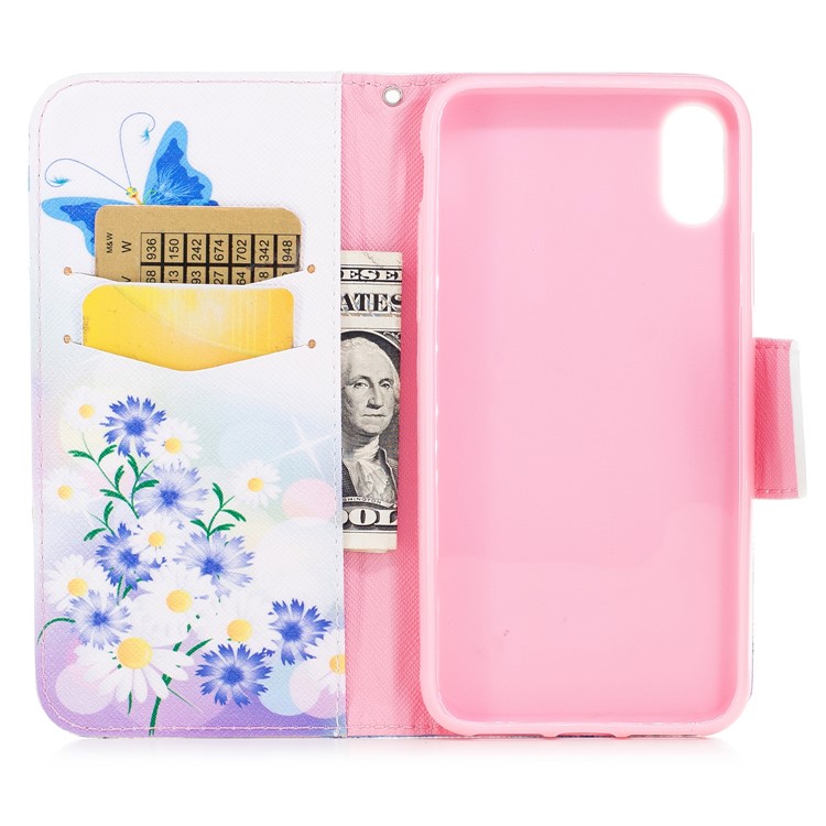 Copertina protettiva di cuoio del raccoglitore di stampa di modello per il iPhone X /10 5.8-pollice - turchino farfalla-8