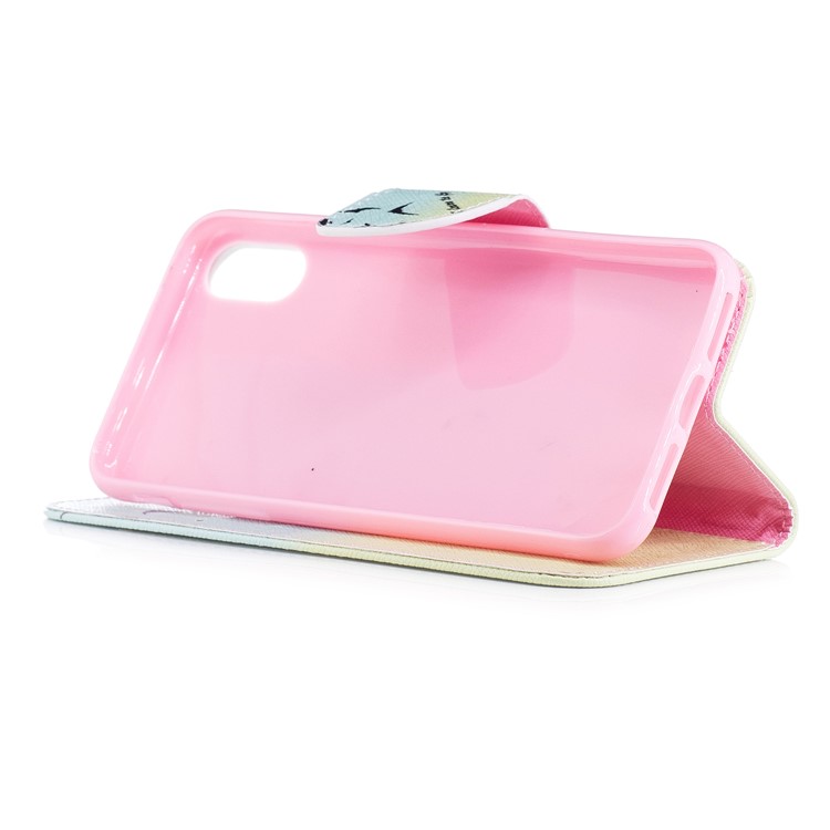 Pattern Printing Wallet Leather Stand Casing for iPhone X/XS 5.8-inch - Feather Pattern-5