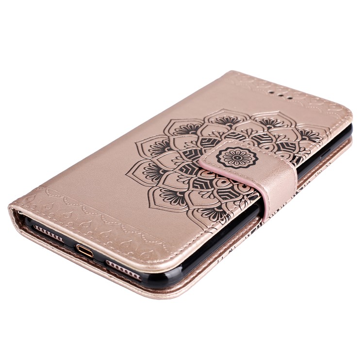 Mentions légales Henna Lotus Stand Flip Leather Phone Case pour iPhone 8 Plus / 7 Plus avec Lanyard - Or rose-4