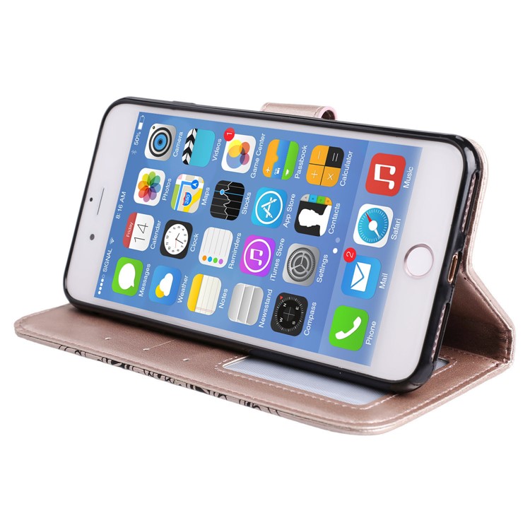 Mentions légales Henna Lotus Stand Flip Leather Phone Case pour iPhone 8 Plus / 7 Plus avec Lanyard - Or rose-6