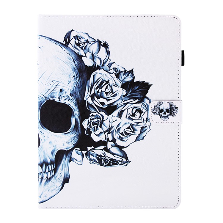 Pattern Printing Wallet Leather Stand Case for iPad 9.7 (2017) - Flower and Skull-2