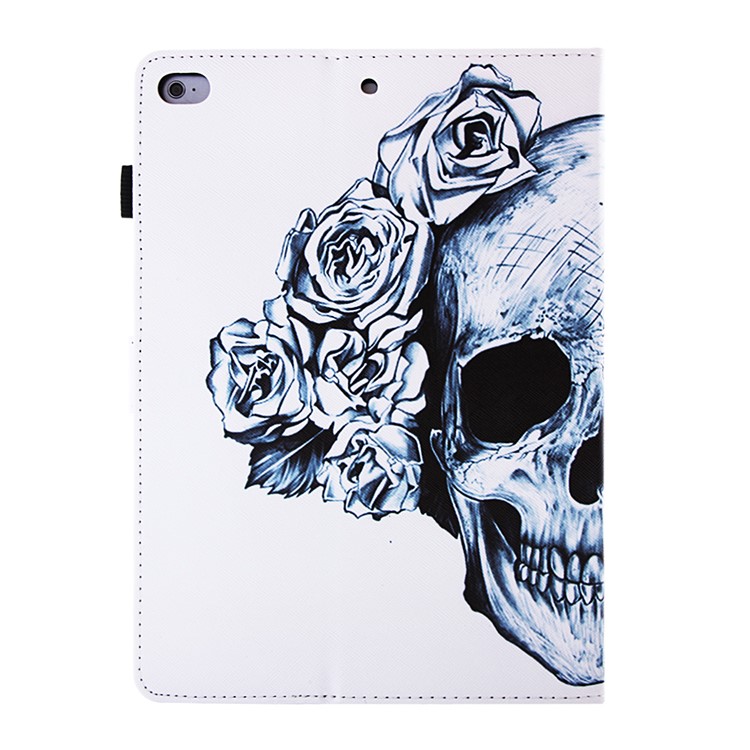Pattern Printing Wallet Leather Stand Case for iPad 9.7 (2017) - Flower and Skull-3