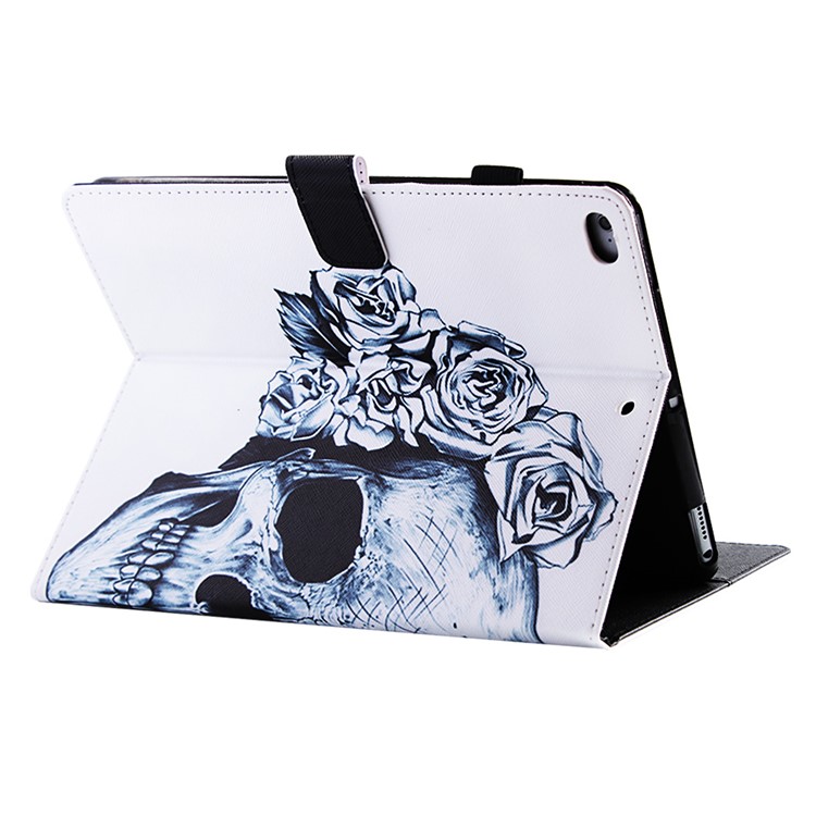 Pattern Printing Wallet Leather Stand Case for iPad 9.7 (2017) - Flower and Skull-4