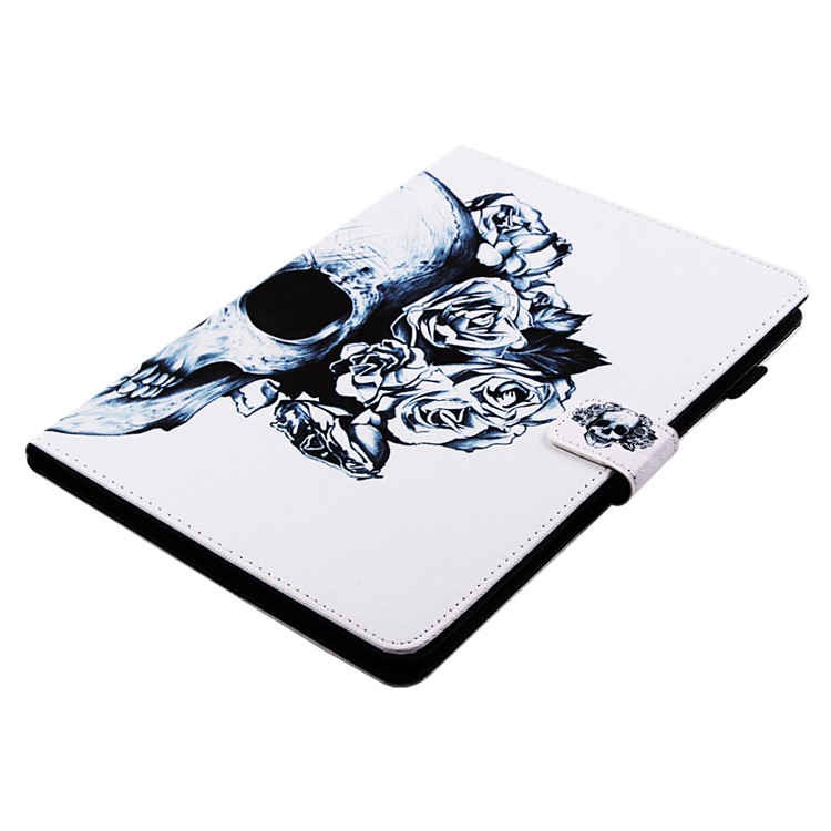 Pattern Printing Wallet Leather Stand Case for iPad 9.7 (2017) - Flower and Skull-6