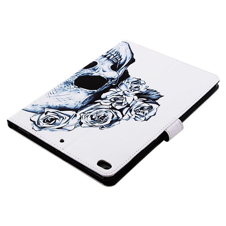 Pattern Printing Wallet Leather Stand Case for iPad 9.7 (2017) - Flower and Skull-7