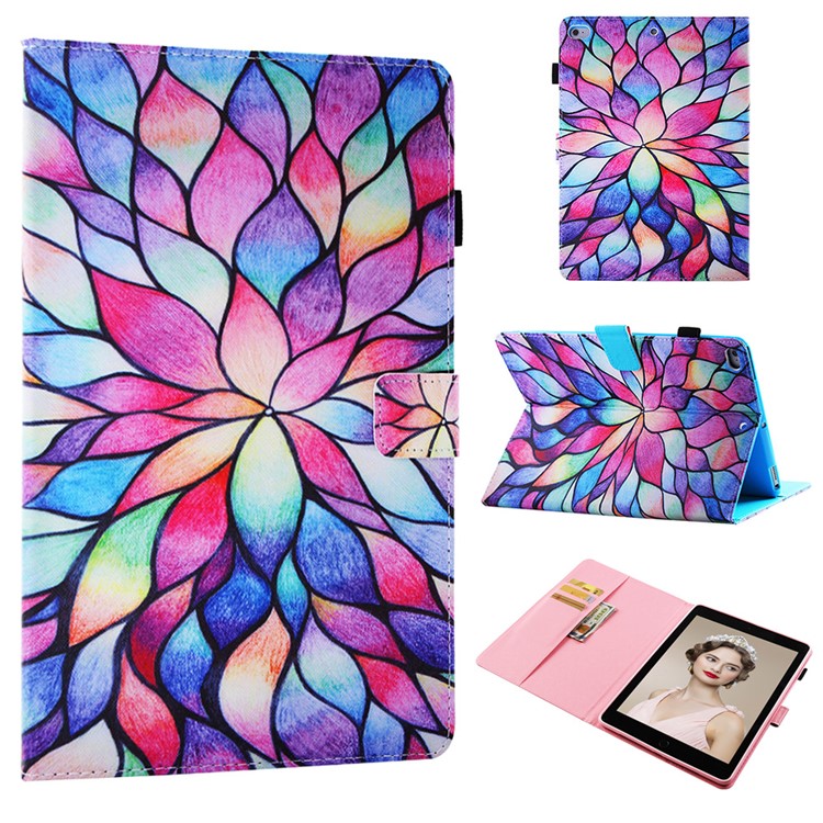 Pattern Printing Wallet Leather Stand Shell for iPad 9.7 (2018) / 9.7 (2017) - Flower Petals-1