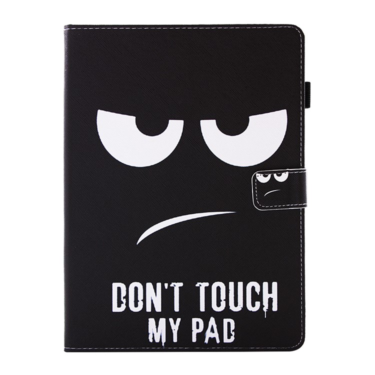 Patterned PU Leather Case with Stand for iPad 9.7 (2018) / 9.7 (2017) - Big Eyes & Warning-2