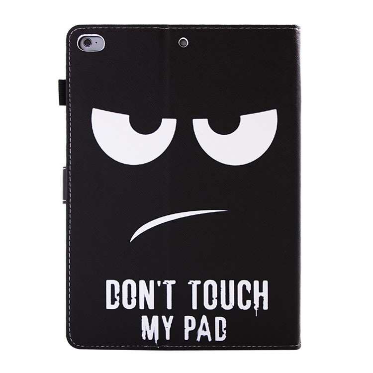 Patterned PU Leather Case with Stand for iPad 9.7 (2018) / 9.7 (2017) - Big Eyes & Warning-3