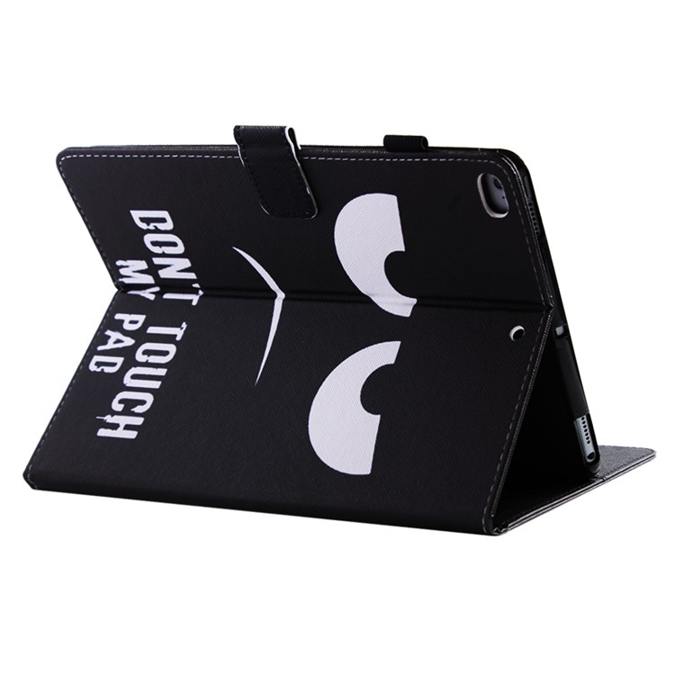 Patterned PU Leather Case with Stand for iPad 9.7 (2018) / 9.7 (2017) - Big Eyes & Warning-4