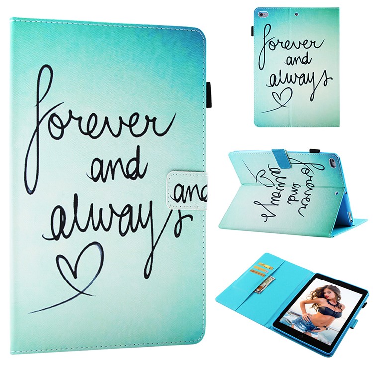 For iPad 9.7 (2018) / 9.7 (2017) Pattern Printing Wallet Stand Leather Case - Forever and Always-1