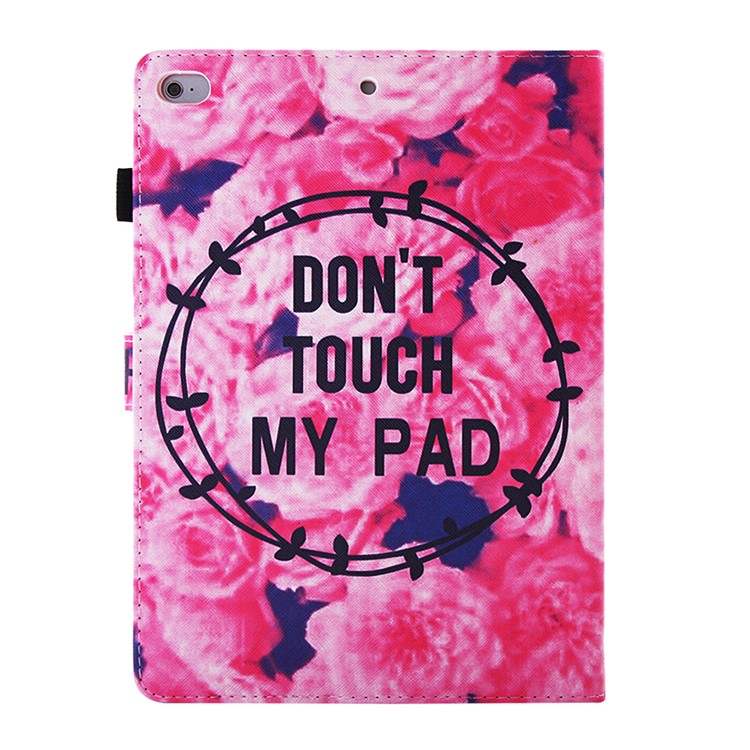 For iPad 9.7 (2018) / 9.7 (2017) Patterned Leather Cover Case with Stand - Flower and Do Not Touch My Pad-3