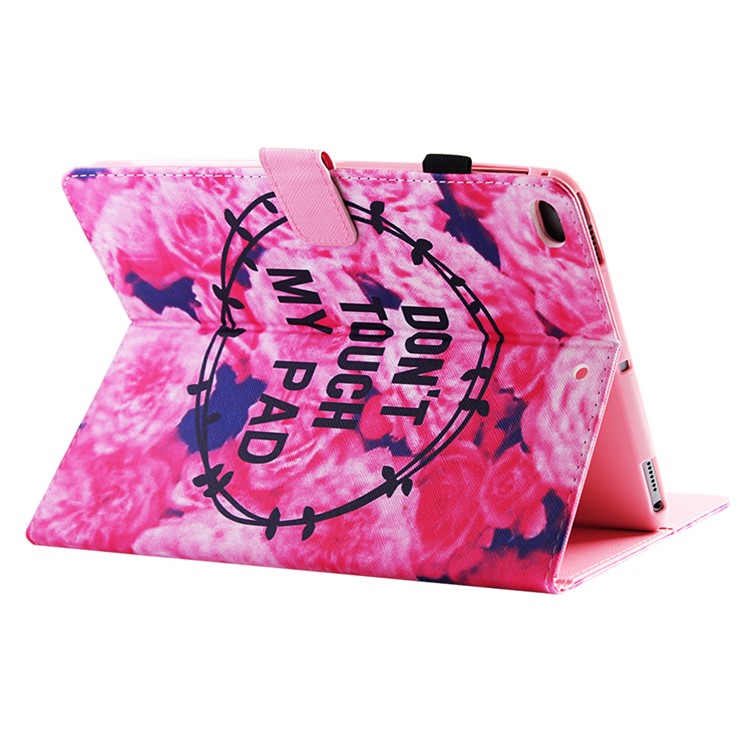 For iPad 9.7 (2018) / 9.7 (2017) Patterned Leather Cover Case with Stand - Flower and Do Not Touch My Pad-4