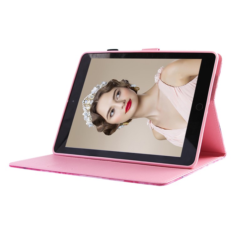 For iPad 9.7 (2018) / 9.7 (2017) Patterned Leather Cover Case with Stand - Flower and Do Not Touch My Pad-5