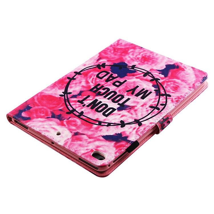 For iPad 9.7 (2018) / 9.7 (2017) Patterned Leather Cover Case with Stand - Flower and Do Not Touch My Pad-7