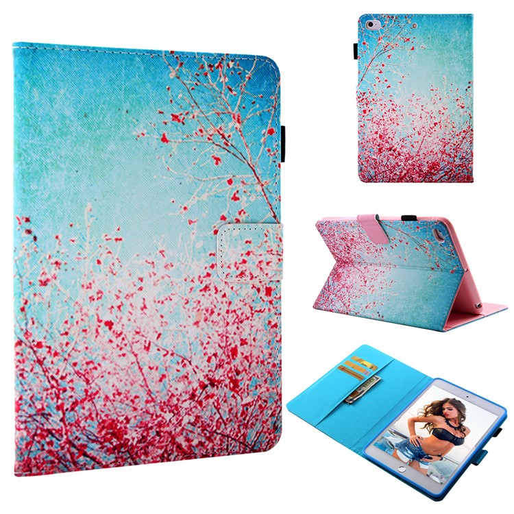 Wallet Pattern Printing Leather Stand Case Shell for iPad 9.7 (2018) / 9.7 (2017) - Flowering Tree-1
