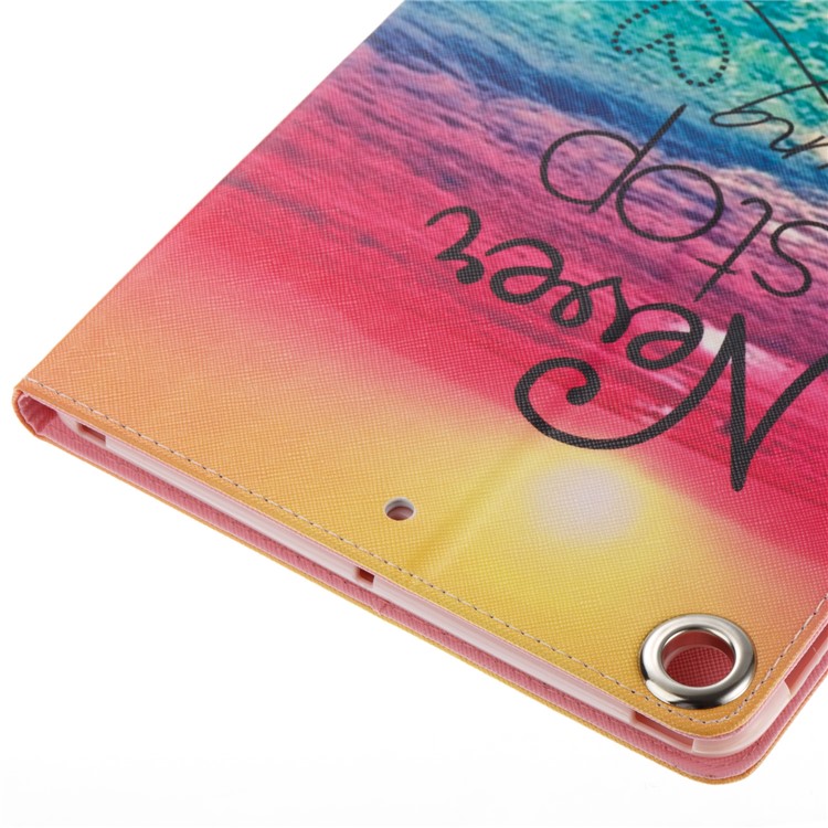 Pattern Printing Leather Case Protector for iPad 9.7 (2018) / 9.7 (2017) - Quote Never Stop Dreaming-5