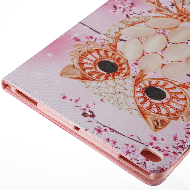 For iPad 9.7 (2017) Patterned Wallet Leather Stand Case with SIM Card / Stylus Pen Holder - Gold Owl-5