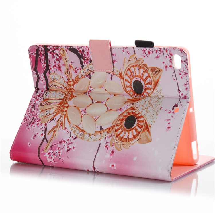 For iPad 9.7 (2017) Patterned Wallet Leather Stand Case with SIM Card / Stylus Pen Holder - Gold Owl-8