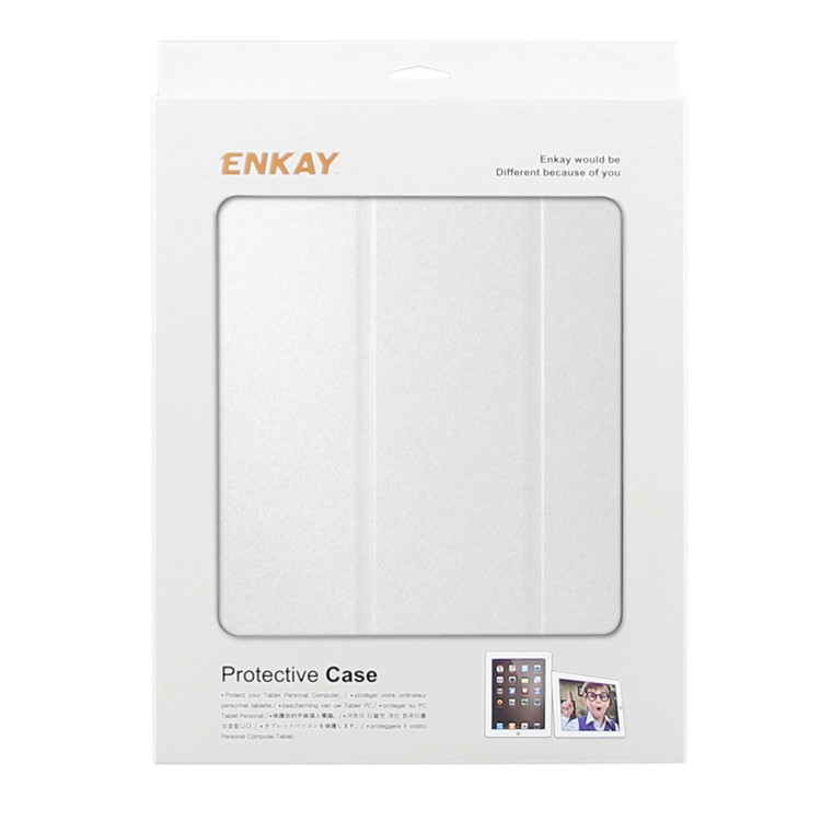 ENKAY Silk Texture Smart Tri-fold Stand Leather Cover for iPad Air 10.5 (2019) / Pro 10.5 (2017) - White-6