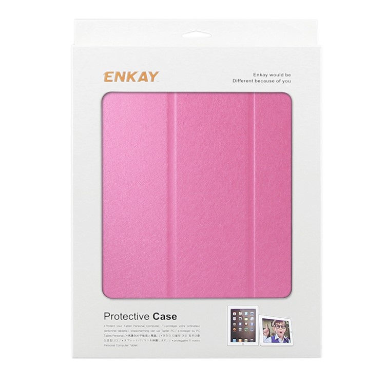 ENKAY Silk Texture Smart Leather Tri-fold Stand Cover for iPad Air 10.5 (2019) / Pro 10.5 (2017) - Rose-6