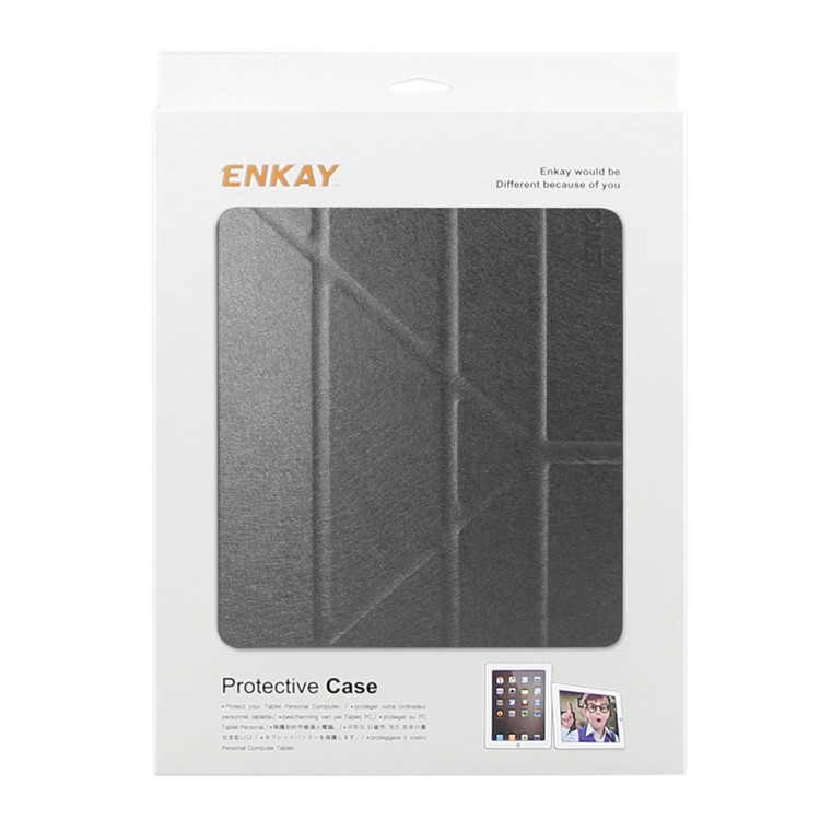 ENKAY Silk Texture Auto-Wake / Sleep Origami Stand PU Leather Cover for Pad Pro 10.5 (2017) - Black-7