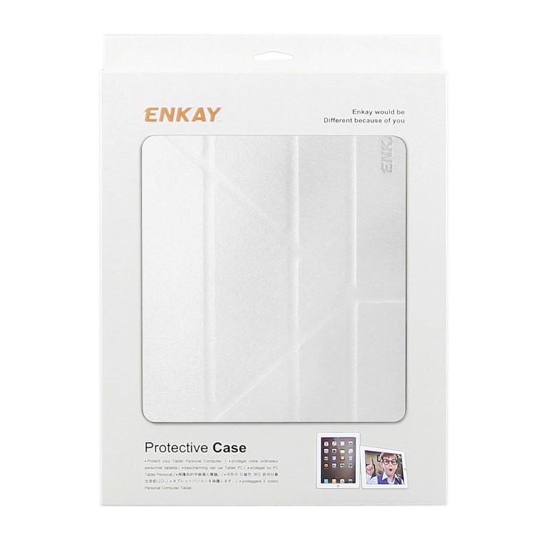 ENKAY Silk Skin Origami Stand Auto-Wake / Sleep PU Leather Shell Case for iPad Air 10.5 (2019) / Pro 10.5 (2017) - White-7