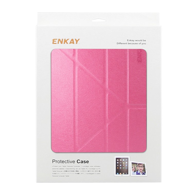 ENKAY Auto-Wake / Sleep Silk Texture Origami Stand PU Leather Case for iPad Air 10.5 (2019) / Pro 10.5 (2017) - Rose-7