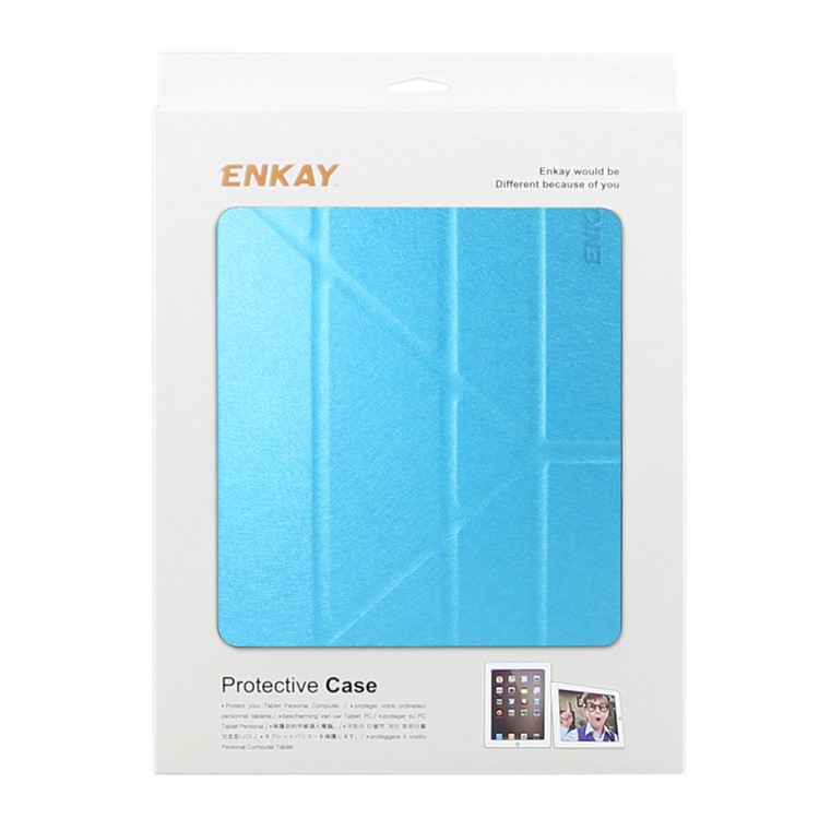 For iPad Air 10.5 (2019) / Pro 10.5 (2017) ENKAY Silk Texture Auto-Wake / Sleep Origami Stand PU Leather Cover - Blue-7