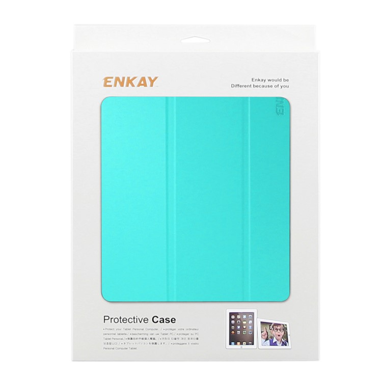 ENKAY Auto-Wake / Sleep Tri-fold Stand PU Leather Tablet Case for iPad Pro 10.5 (2017) - Cyan-6