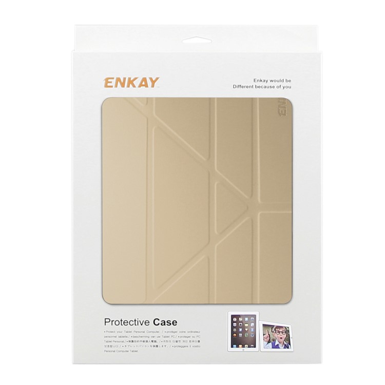 ENKAY Origami Stand Auto-Wake / Sleep PU Leather Shell for iPad Pro 10.5 (2017) - Gold-8