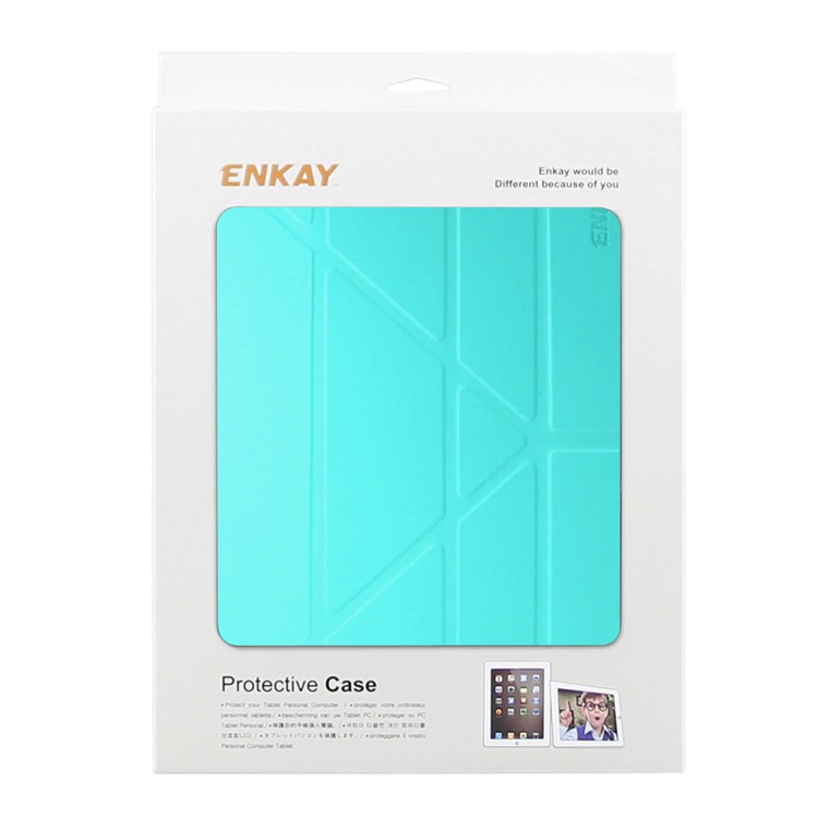 ENKAY Auto-Wake / Sleep PU Leather Origami Stand Cover for iPad Pro 10.5 (2017) - Cyan-8