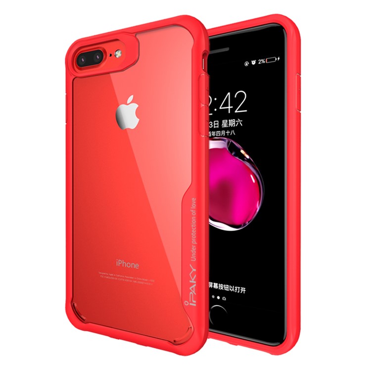 IPAKY goccia-percento PC + TPU Shell Hybrid Mobile Phone per iPhone 8 Plus / 7 Plus 5.5 inch - Rosso-1