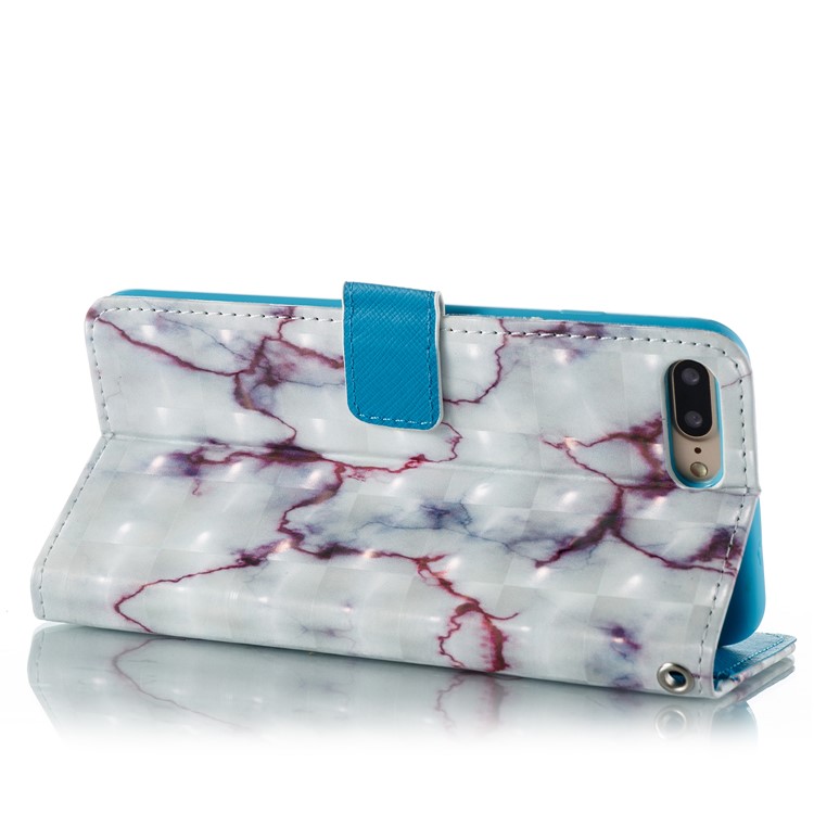 Marble Pattern Stand Wallet Flip Case with Strap for iPhone 7 Plus - Dark Purple-2