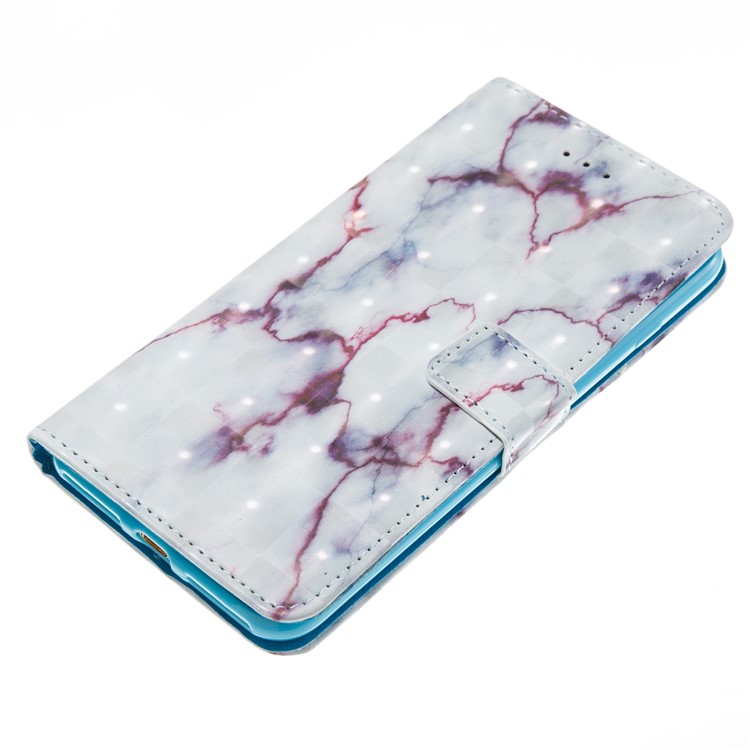 Marble Pattern Stand Wallet Flip Case with Strap for iPhone 7 Plus - Dark Purple-4