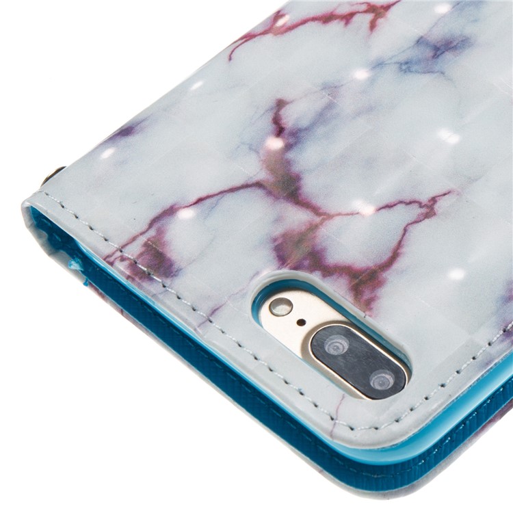 Marble Pattern Stand Wallet Flip Case with Strap for iPhone 7 Plus - Dark Purple-5