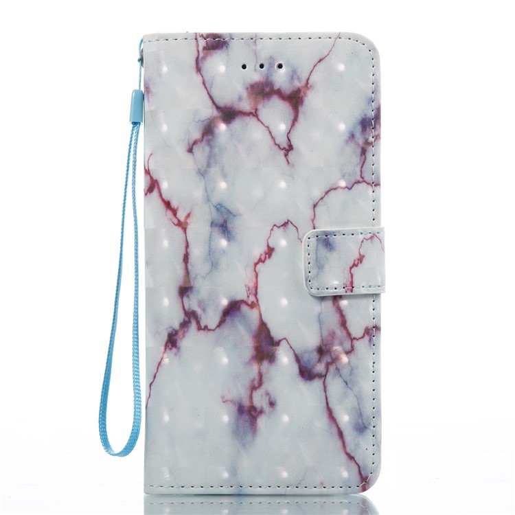 Marble Pattern Stand Wallet Flip Case with Strap for iPhone 7 Plus - Dark Purple-6