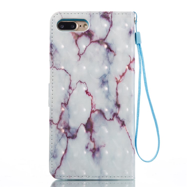 Marble Pattern Stand Wallet Flip Case with Strap for iPhone 7 Plus - Dark Purple-7