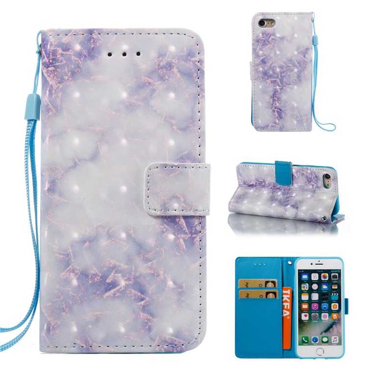 Marble Pattern Leather Stand Case Shell with Card Slots for iPhone 7 - Purple-1