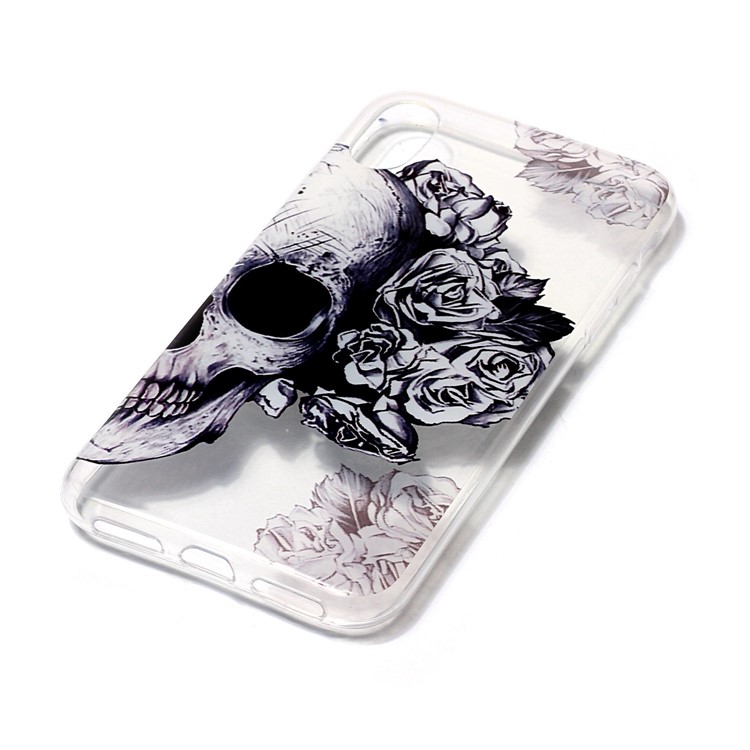 Lightweight IMD TPU Gel Case Accessory for iPhone XS / X/Ten 5.8 inch - Skull and Rose-3