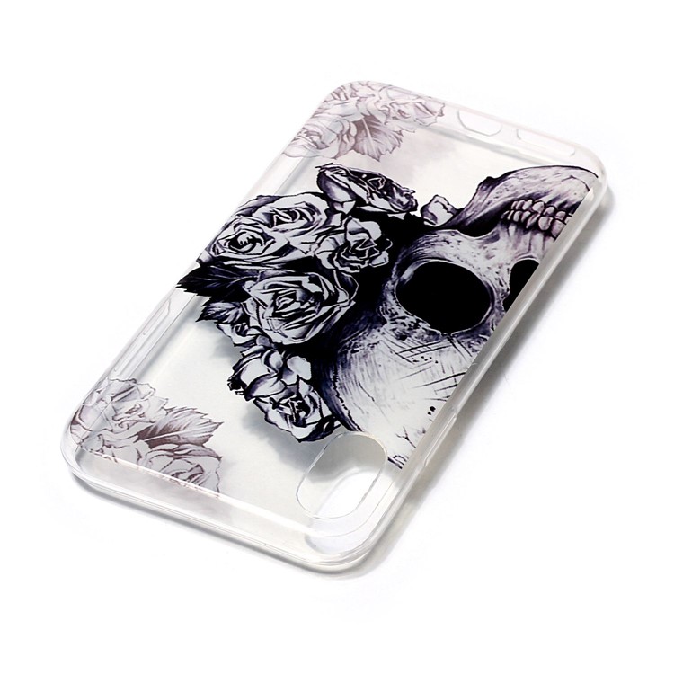 Lightweight IMD TPU Gel Case Accessory for iPhone XS / X/Ten 5.8 inch - Skull and Rose-4