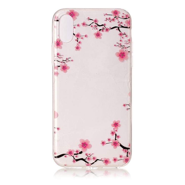For iPhone XS / X/Ten 5.8 inch Clear IMD TPU Gel Protective Cover - Peach Blossoms-2
