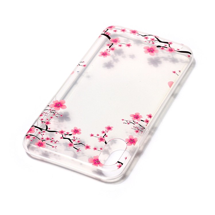 For iPhone XS / X/Ten 5.8 inch Clear IMD TPU Gel Protective Cover - Peach Blossoms-4