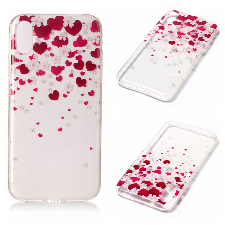 Per iPhone X / Die 5.8 inch Cancella IMD TPU Soft Phone Casing - cuori ed fiore-1