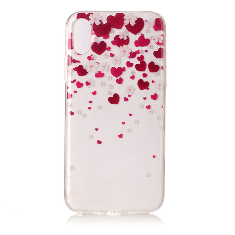 Per iPhone X / Die 5.8 inch Cancella IMD TPU Soft Phone Casing - cuori ed fiore-2