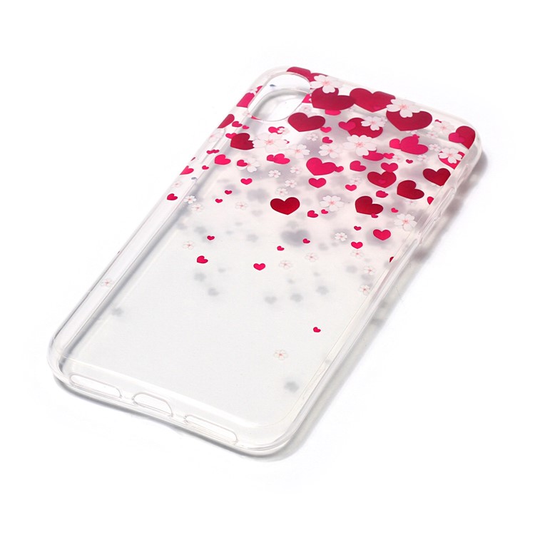 Per iPhone X / Die 5.8 inch Cancella IMD TPU Soft Phone Casing - cuori ed fiore-3